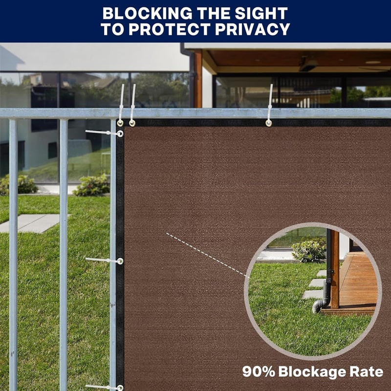 DUERER Privacy Fence Screen 4 x 50ft Brown Fence Covering Heavy Duty 170GSM Commercial Windscreen Fencing Mesh Shade Net Cover, UV Protection 90% Blockage Outdoor Backyard, Patio with Cable Ties - Image 2